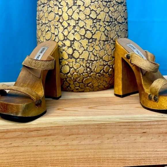 VINTAGE STEVE MADDEN WODDEN SANDALS SIZE. 6 - Picture 7 of 16